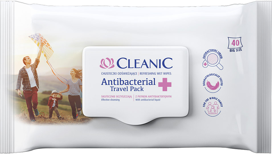 CLEANIC REFRESHING WET WIPES JUNIOR 15 PCS ANTIBACTERIAL